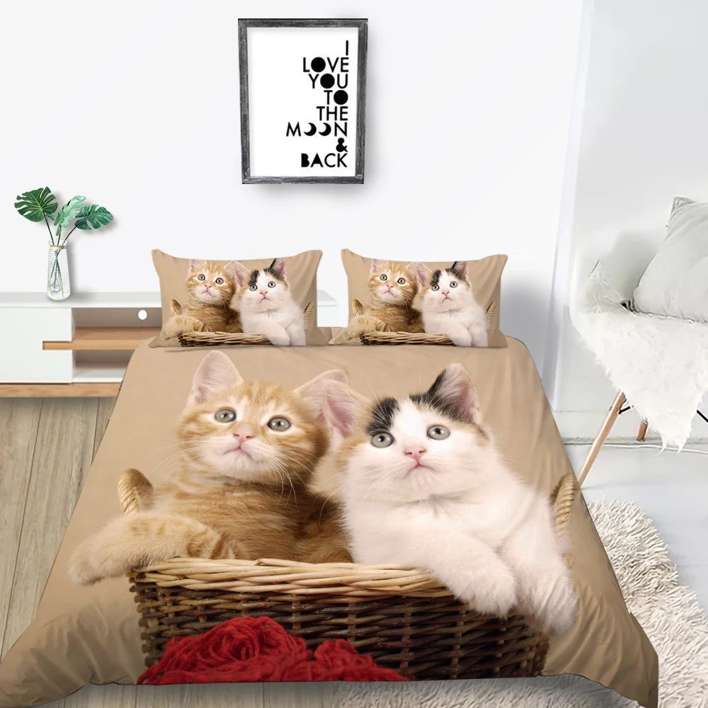 Комплект постельного белья с изображением спящего кота милый удобный комплект