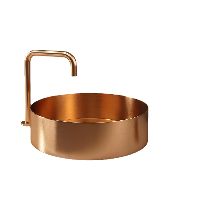 

Круглая раковина из нержавеющей стали, цвет розовое золото