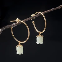vla 925 sterling silver creative fashion design national cymbidium earrings womens nephrite flower earrings jewelry
