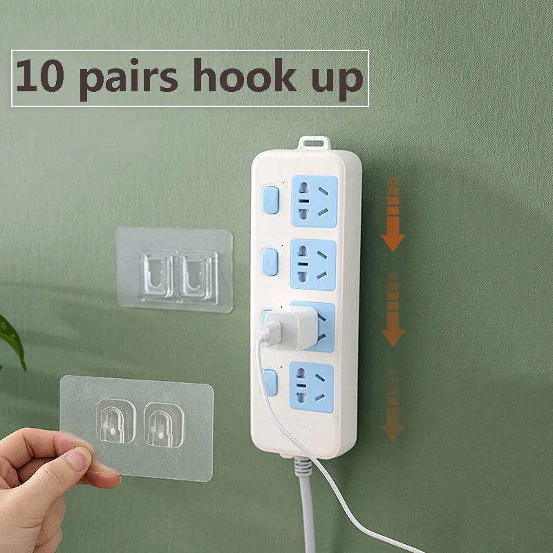 

10 Pairs Double Sided Adhesive Wall Hooks Wall Hanger Transparent Suction Cup Sucker Hook Double-Sided Adhesive Wall Hooks