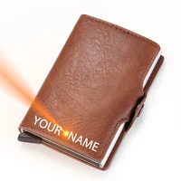 free engraving credit id card holder wallet aluminum slim pop up wallet for men women rfid blocking cardholder minimalist wallet