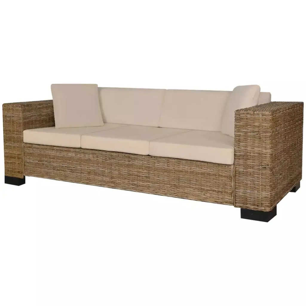 Good Quality Rattan Sofa Couches VidaXL Authentic Three Person Set 2 Back Cushions Pillows Wood Sofas | Мебель