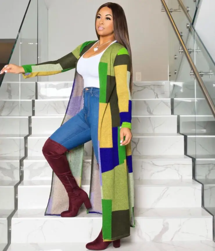 Женская длинная куртка ветровка с прострочкой весна осень 2020 свободный цветной