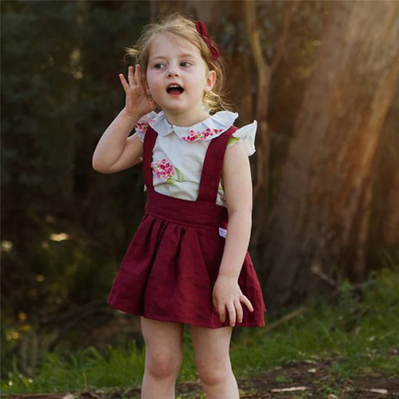 Комплекты для девочек Новая летняя детская футболка без рукавов с цветочным