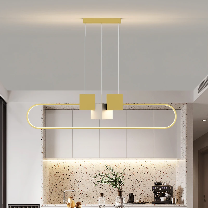 

Современная светодиодная ресторанная люстра в скандинавском стиле, простой и креативный длинный светильник для кафе, обеденного стола, сто...