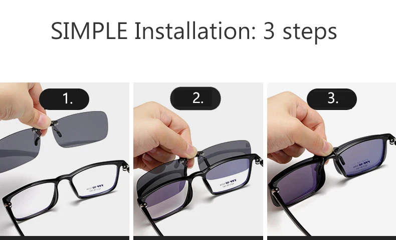 Поляризованные мужские женский зажим на солнцезащитные очки 180 ° кожаный чехол