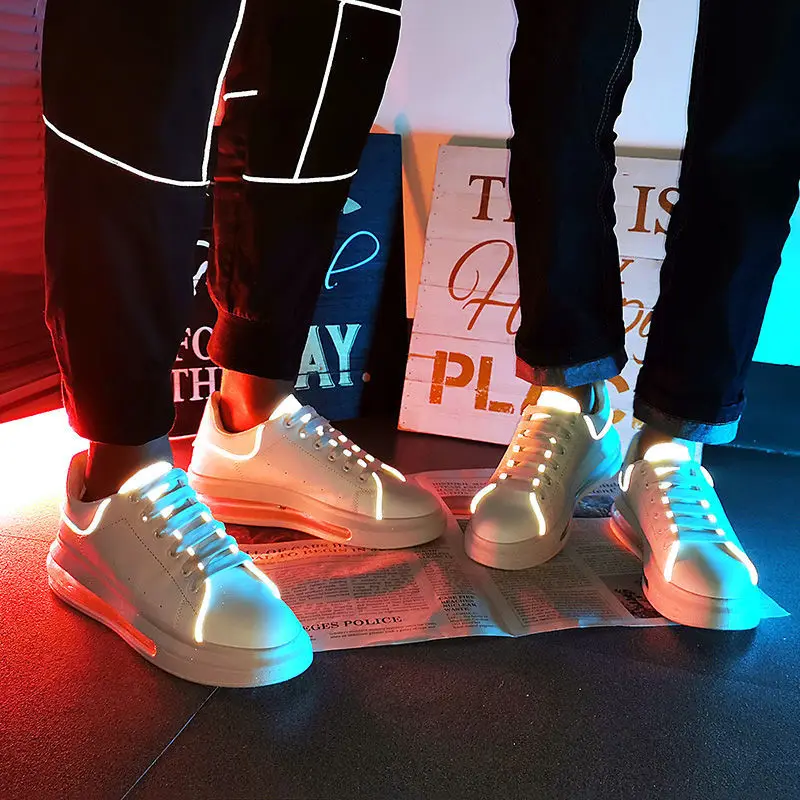 

2021 spring new luminous shoes men's and women's same low top board shoes lovers air cushion sports casual shoes
