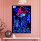 Гриб-психоделическая Футболка шелковая ткань печати плакатов Абстрактная живопись картина на стену Декор в гостиную