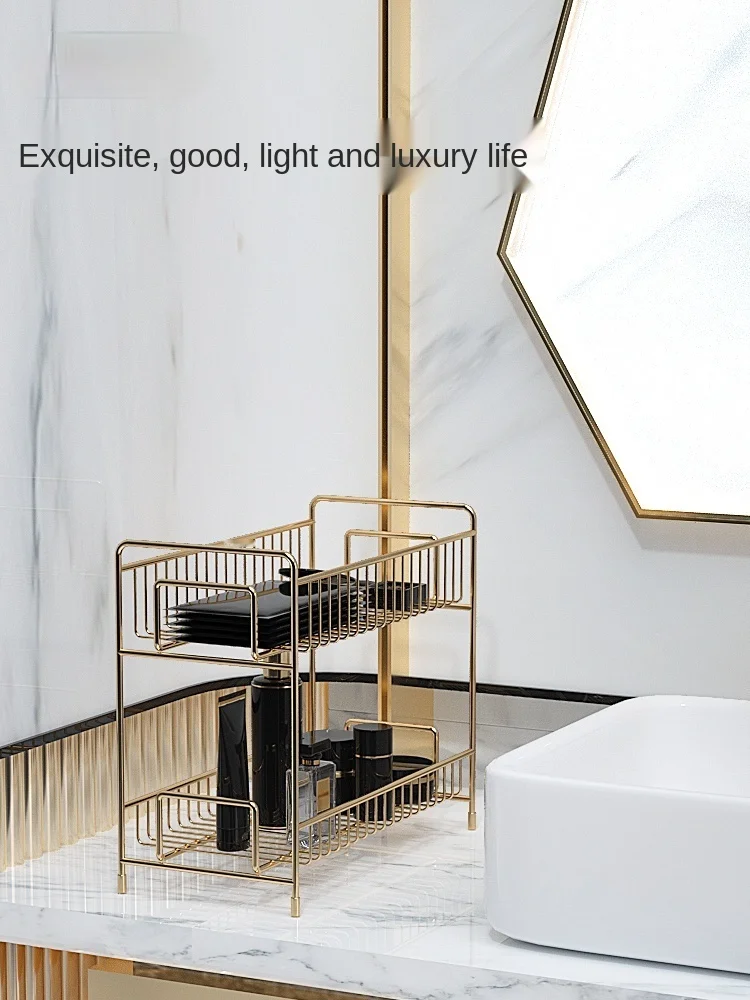 

Storage Rack Bathroom Bathroom Countertop Washstand Desktop Home Double-Layer Storage Box Frame