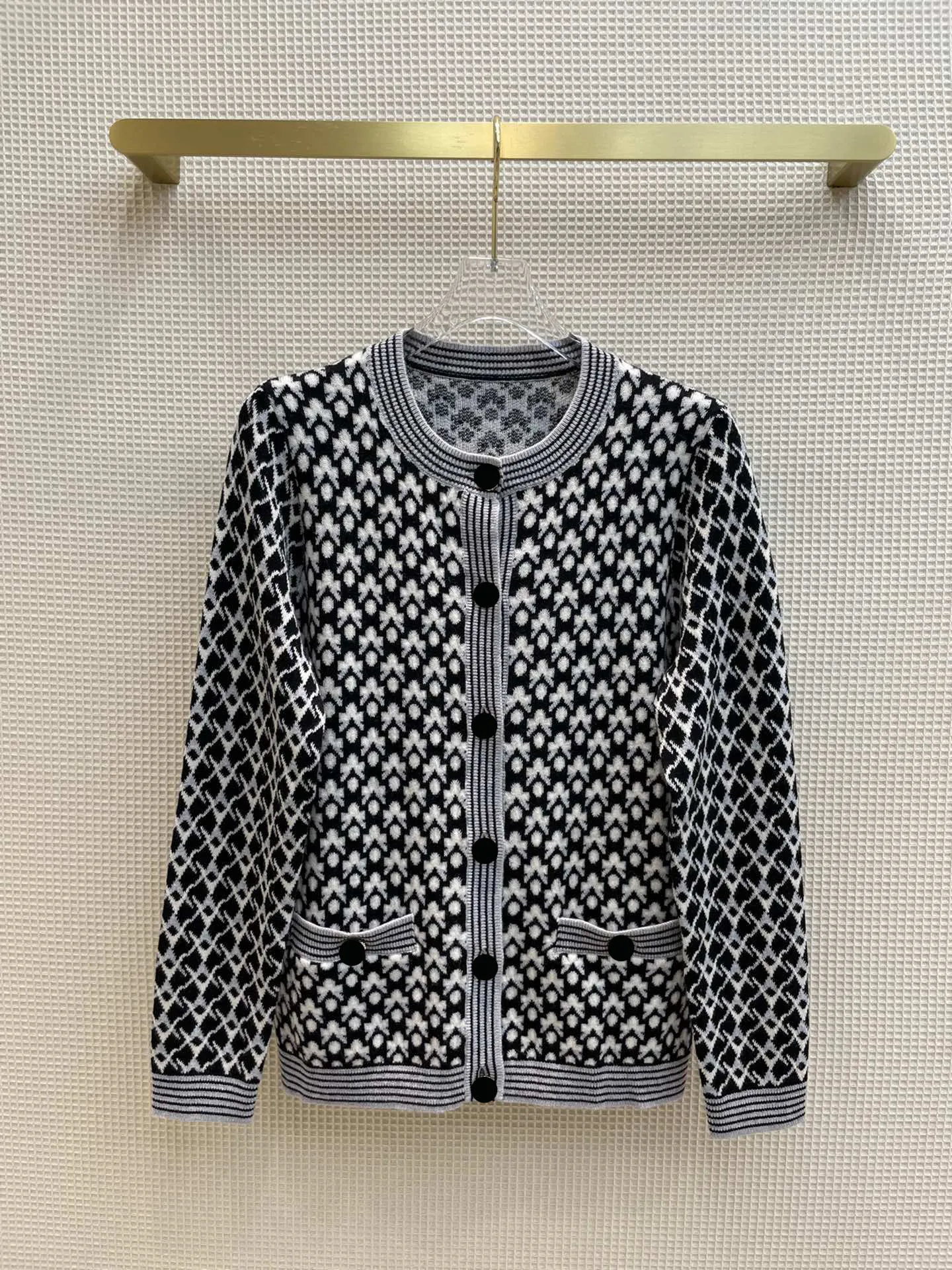 

Модный жаккардовый кардиган с ромбами, свитеры для женщин, роскошный брендовый кардиган с круглым вырезом и длинным рукавом, 100% кашемировый...