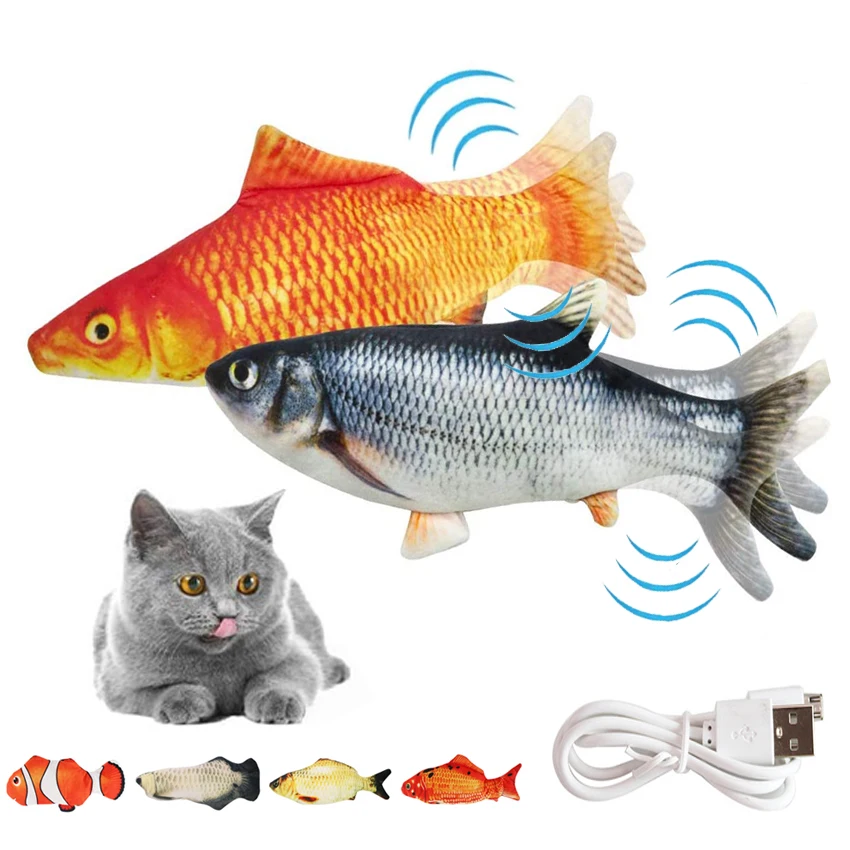 

Electric Cat Toys Fish Interactive USB Charging Realistic 3D floppy Fish toys for Cats Puppy Dog Pet Chew Bite Toys Pet Supplies