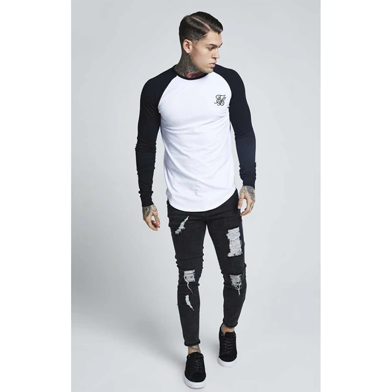 Футболка Sik мужская с длинным рукавом шелковая рубашка в стиле хип хоп уличная