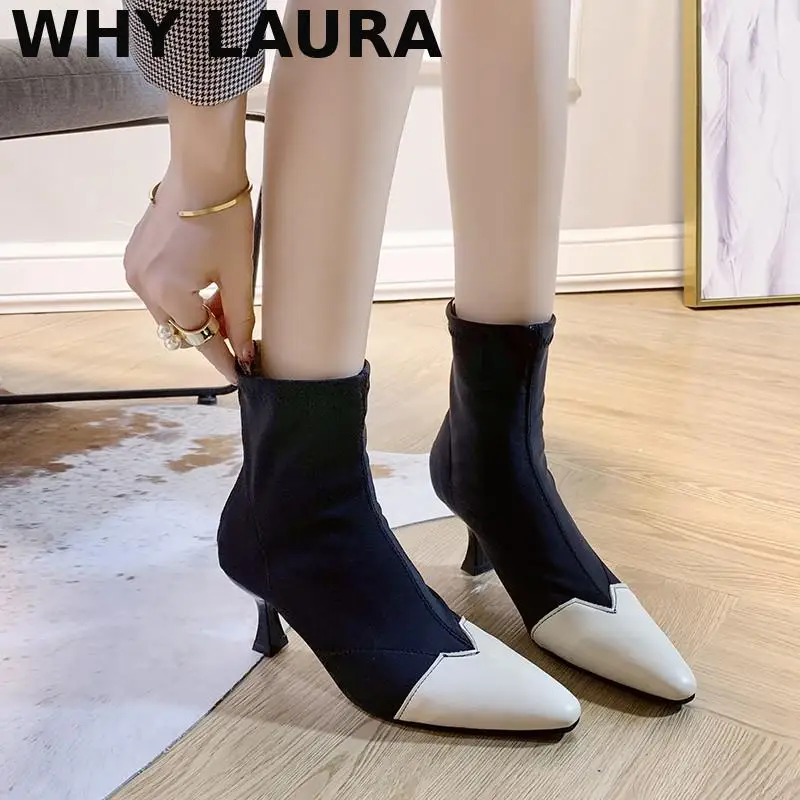

New sexy suede women's boots black toe high socks boots, autumn and winter warm boots, office party feminine fashion boots