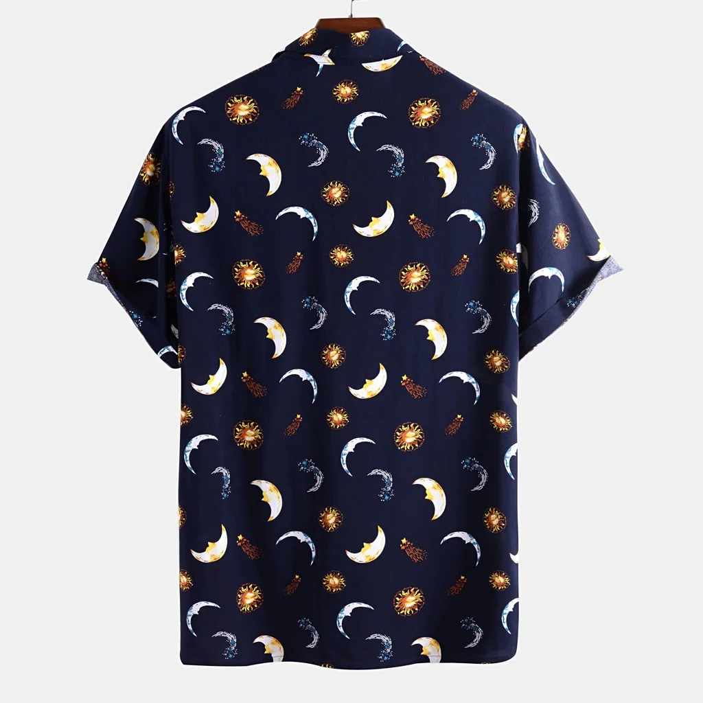 Модная мужская гавайская рубашка с принтом Луны уличная одежда