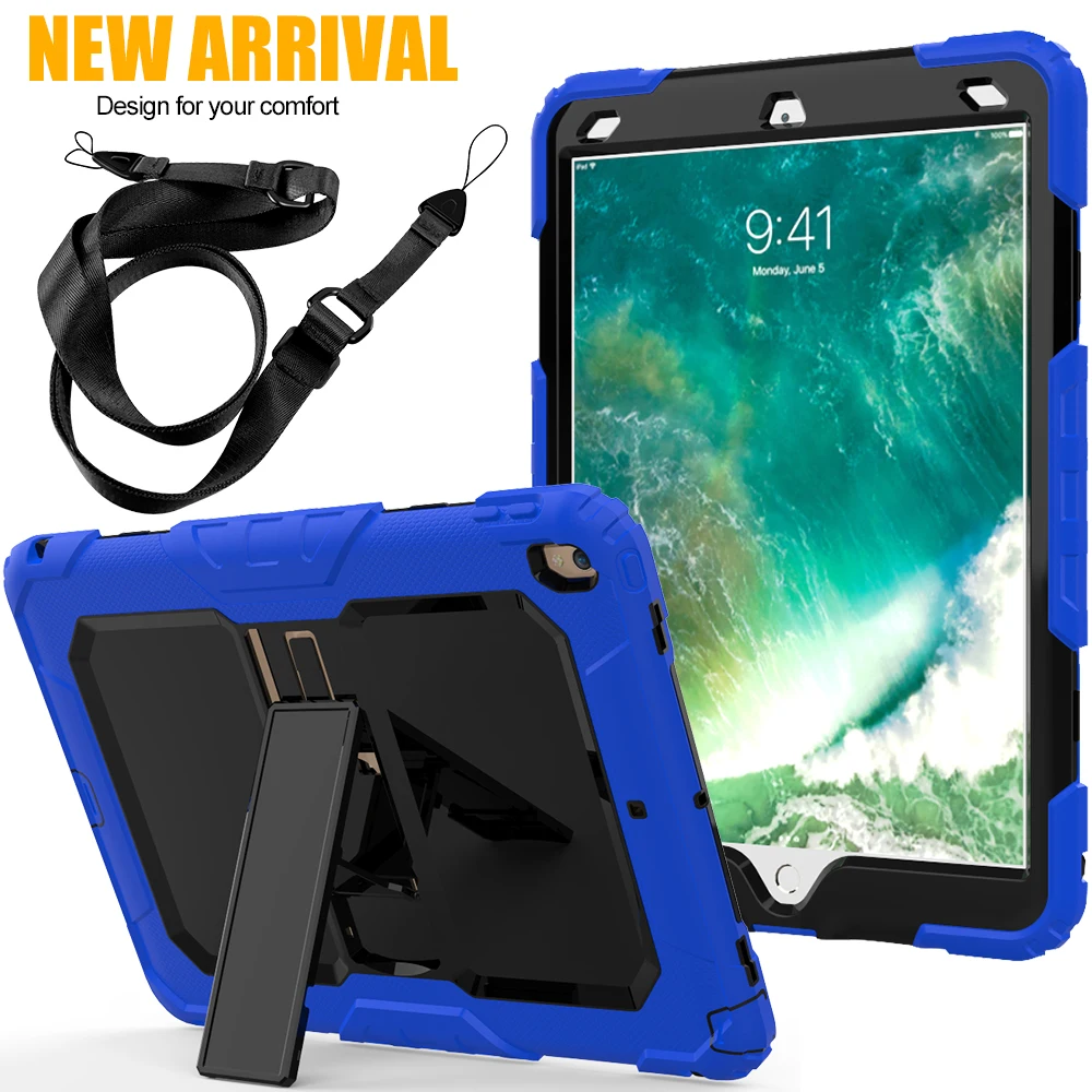 Kids Shockproof Case for iPad Air 3 Pro 10.5 Coque Three Layer Shockproof Rugged Case 360 Degree Hand Shoulder Strap Cover