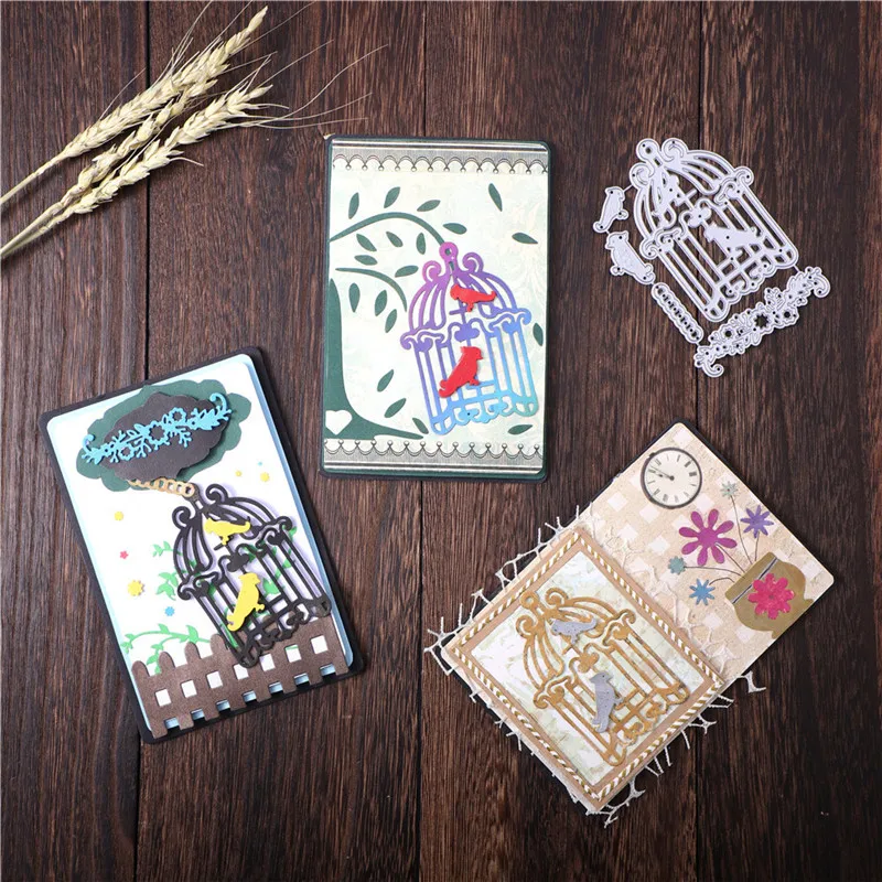 

DiyArts Birdcage Metal Cutting Dies Flower Birds DIY Etched Dies Craft Paper Card Making Scrapbooking Embossing New 2020