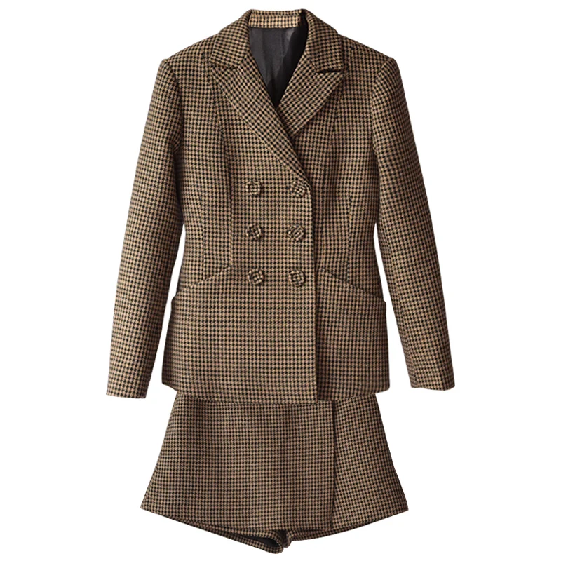 

Маленький костюм Qianniao, новый короткий тонкий шерстяной пиджак и Шорты, модный костюм из двух предметов