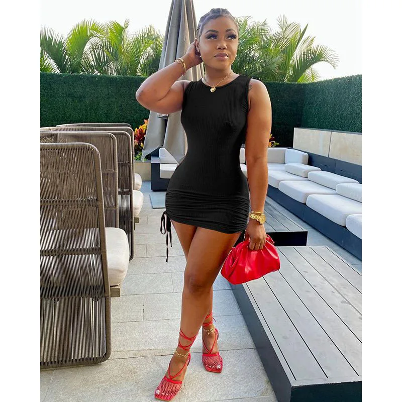 

Fall Solid Backless Halter Bodycon Mini Dress Party Dresses for Women Gothic Clothes Club Outfits Streetwear Wholesale Items