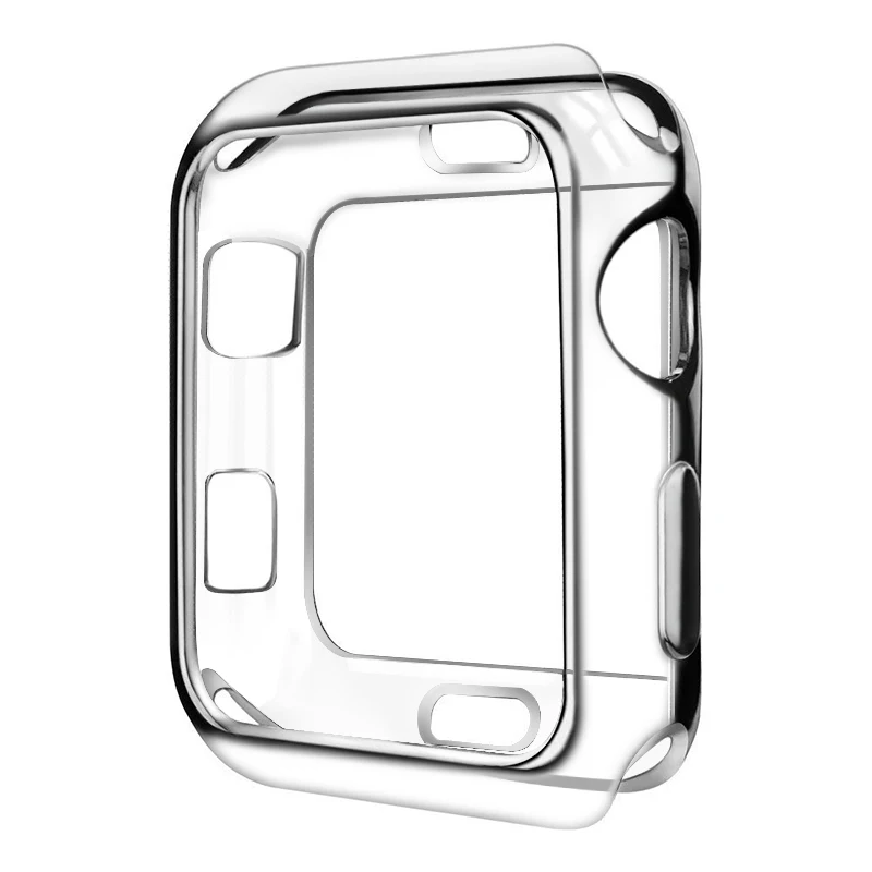 Мягкий ТПУ защитный чехол для Apple Watch Series 1 2 3 38 мм 42 мм матовый чехол с гальваническим покрытием для iWatch 5 4 40 мм 44 мм бампер - Цвет: Clear