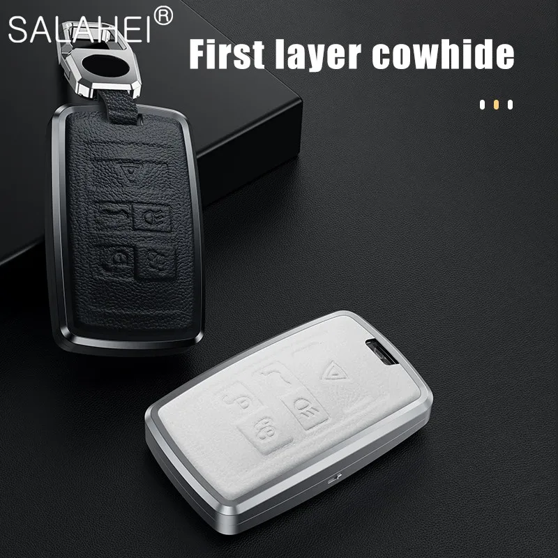 

Aluminum Alloy Leather Car Smart Key Case Cover Holder For Land Rover Range Rover Sport Evoque Velar Discovery 5 2018 2019 2020