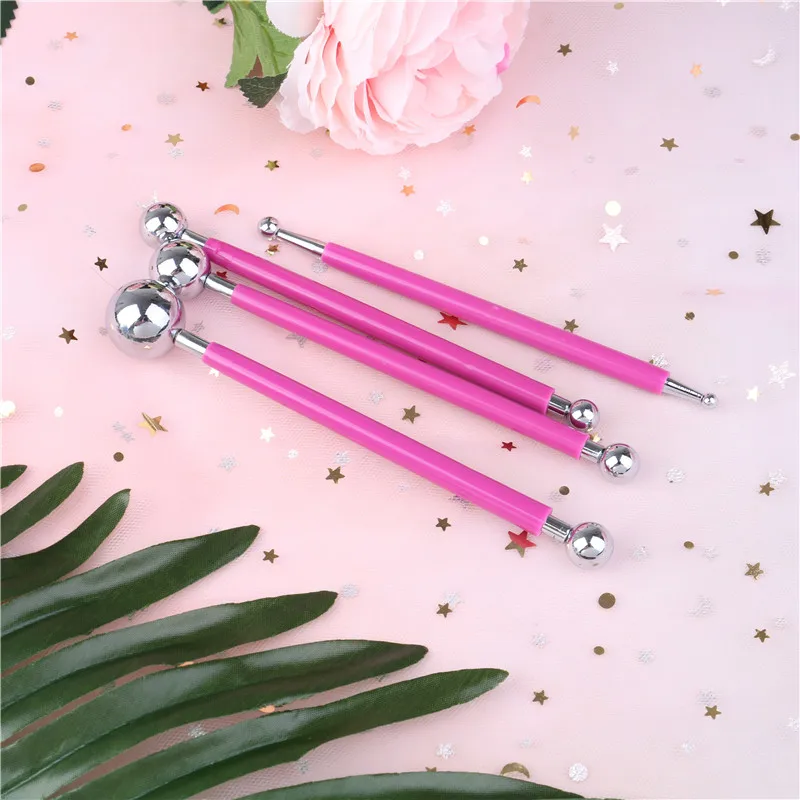 

4Pcs New DIY Stainless Steel Baking Pen Fondant Cake Decorating Tools Cookie Cutters Flower Sugarcraft Metal Ball Modelling Set