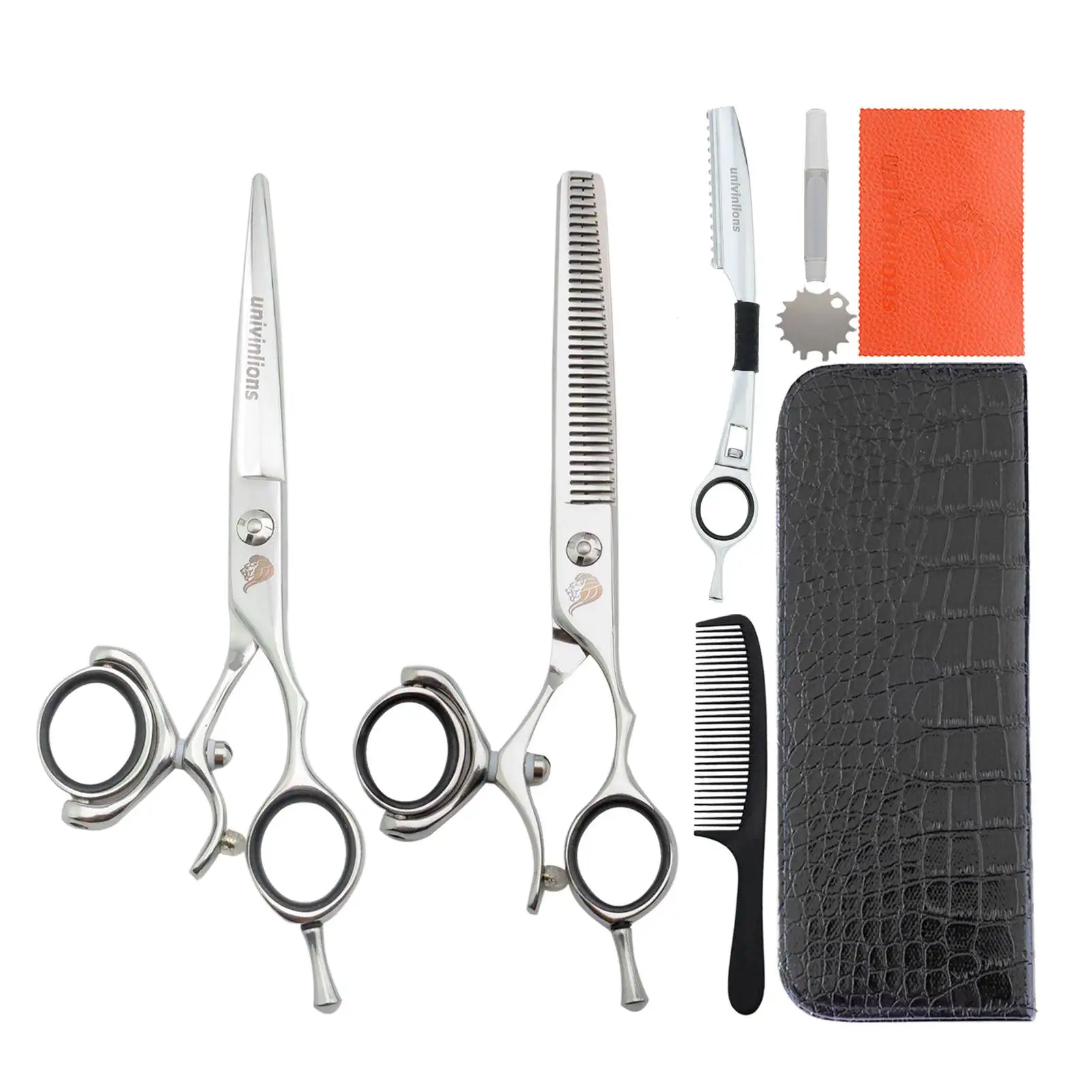 

Univinlions 5.5/6.0 Inch Japanese Steel Swivel Thumb Cutting Shears Kit For Salon Barber Professional Hairdressing Scissors Set