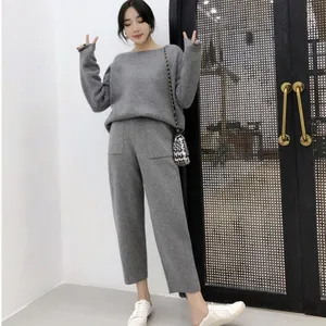 ZAWFL женский кашемировый свитер из двух предметов вязаные комплекты тонкий спортивный костюм 2021 Весна Осень Модные свитшоты женский спортивный костюм