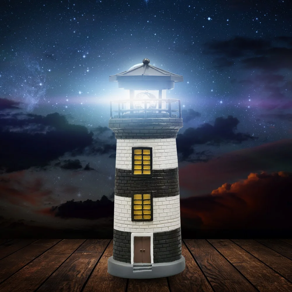 

LED Lighthouse Solar Rotating Beacon Tower Lights Outdoor Garden Lighting Decor Solar Powered Beacon Tower Lamp