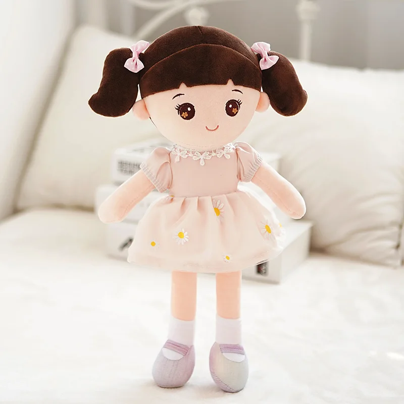 

candice guo cute plush toy lovely girl doll flower dress bowknot pigtails princess soft appease toy birthday Christmas gift 1pc