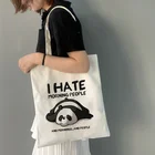 Холщовая Сумка для покупок в виде милой панды, Женская Повседневная сумка для покупок, сумка-тоут, вместительная Экологически чистая барсетная сумка, школьная сумка через плечо, сумка