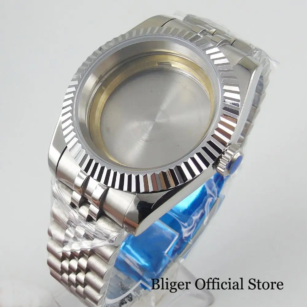 Fit ETA 2836 MIYOTA Movement Stainless Steel Polished 40mm Watch Case + Watch Jubilee Strap