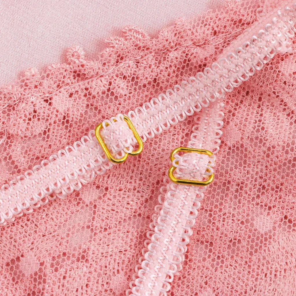 

Satin Silk Pajamas Embroidery Lingerie Nightgown Women Sling Mesh Stitching Nightdress Perspective Sleepwear Lounge Underwear