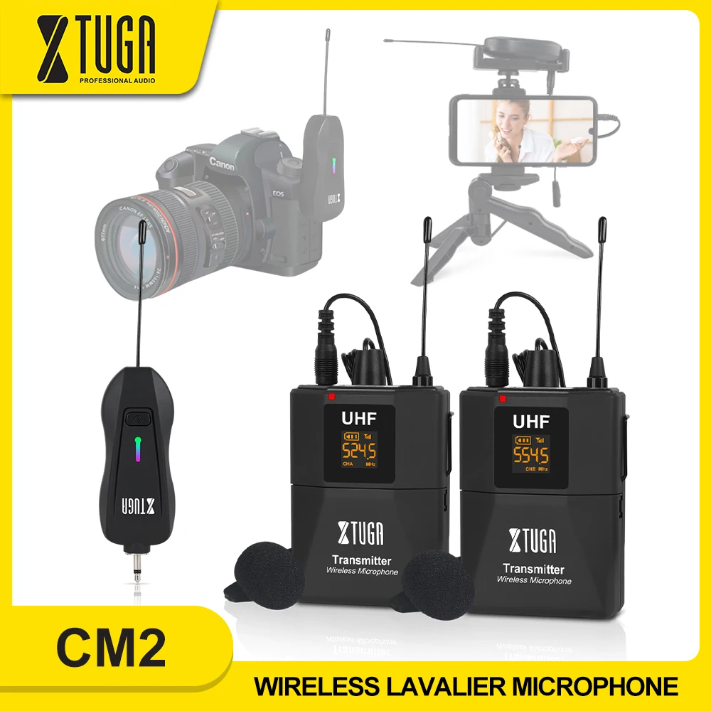 Беспроводной петличный микрофон XTUGA для камеры с мини-перезаряжаемым ресивером