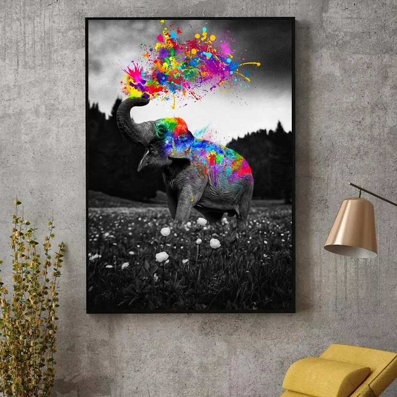 

Animal Graffiti Art Colorful Elephant Lion Canvas Painting Wall Art Posters Prints Wall Pictures for Livinig Room Cuadros Decor