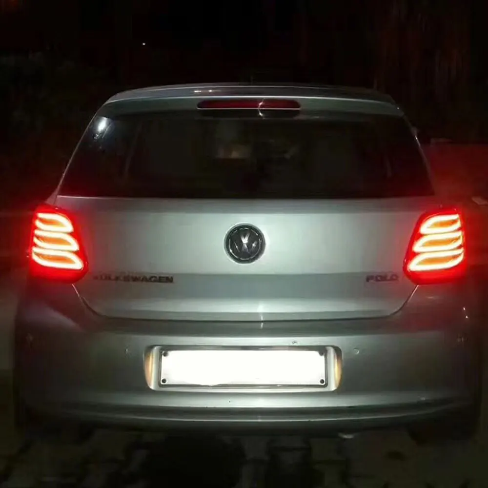 Светодиодный фонарь светильник s в сборе для VW Polo 2011- светодиодный задний фонарь стоп-сигнал заднего хода светильник беспроводной сзади Резервное копирование лампа DRL для хвостовой части автомобиля светильник s