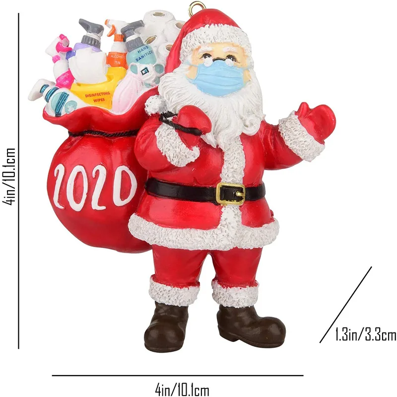

Zz-2020 Merry Christmas Ornaments Resin Quarantine Gift Santa Claus Funny Ornaments Xmas Tree Hanging Pendant Keepsake Decor