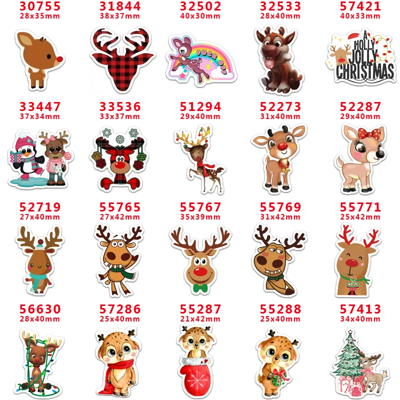 

DIY Craft Supplies Sewing Accessories Cartoon Christmas Deer Printed Planar Resins Mold 30 Pieces. PR-30755