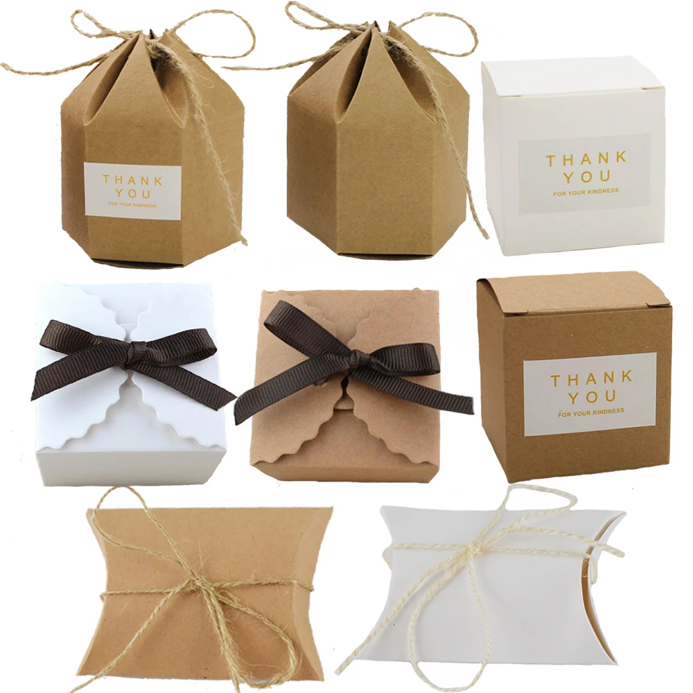 Свадебные сувениры крафт бумага спасибо коробка для конфет сделай сам посылка