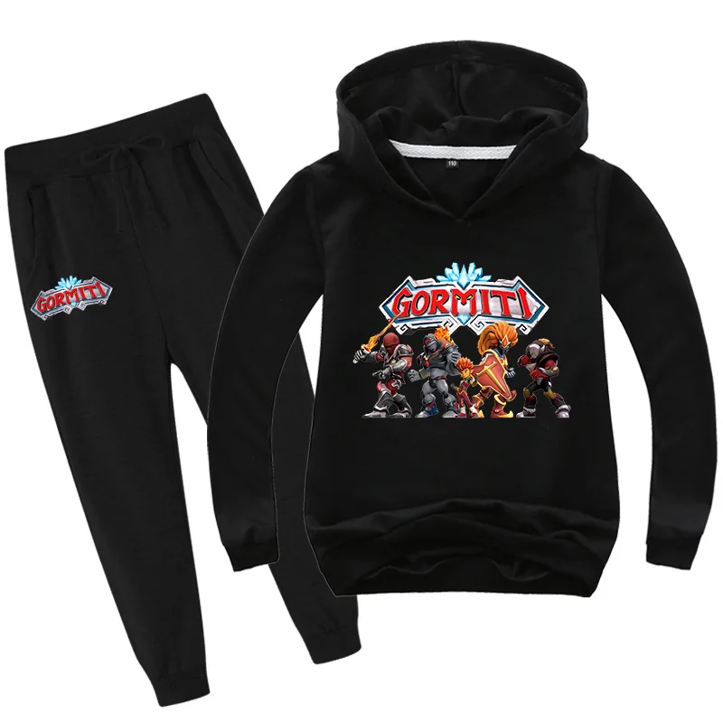 

Gormiti Game Cartoon Children Sweatshirts Pants Two Piece Set Hoodie Boys Kids Long Sleeve Pullover Costume Girls Winter Clothes