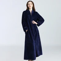 171 autumn winter flannel warm zipper thicken flannel lovers nightgown lengthened bathrobe bathrobe sleepwear women dressing gow