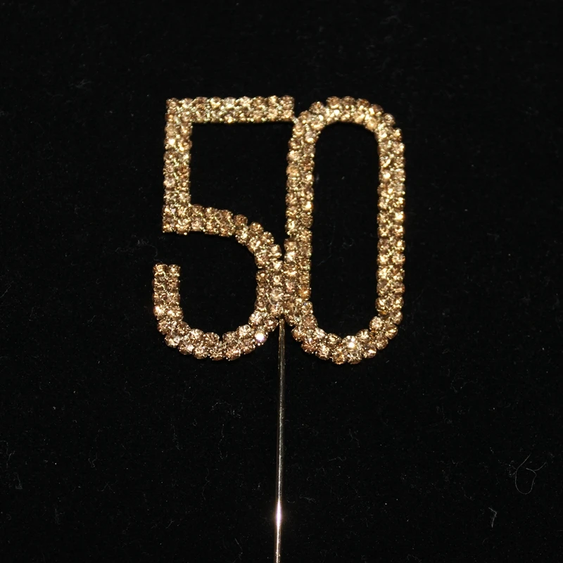 Стразы дня рождения свадьбы годовщины торта Топпер с цифрами 40 го 50 золотого и