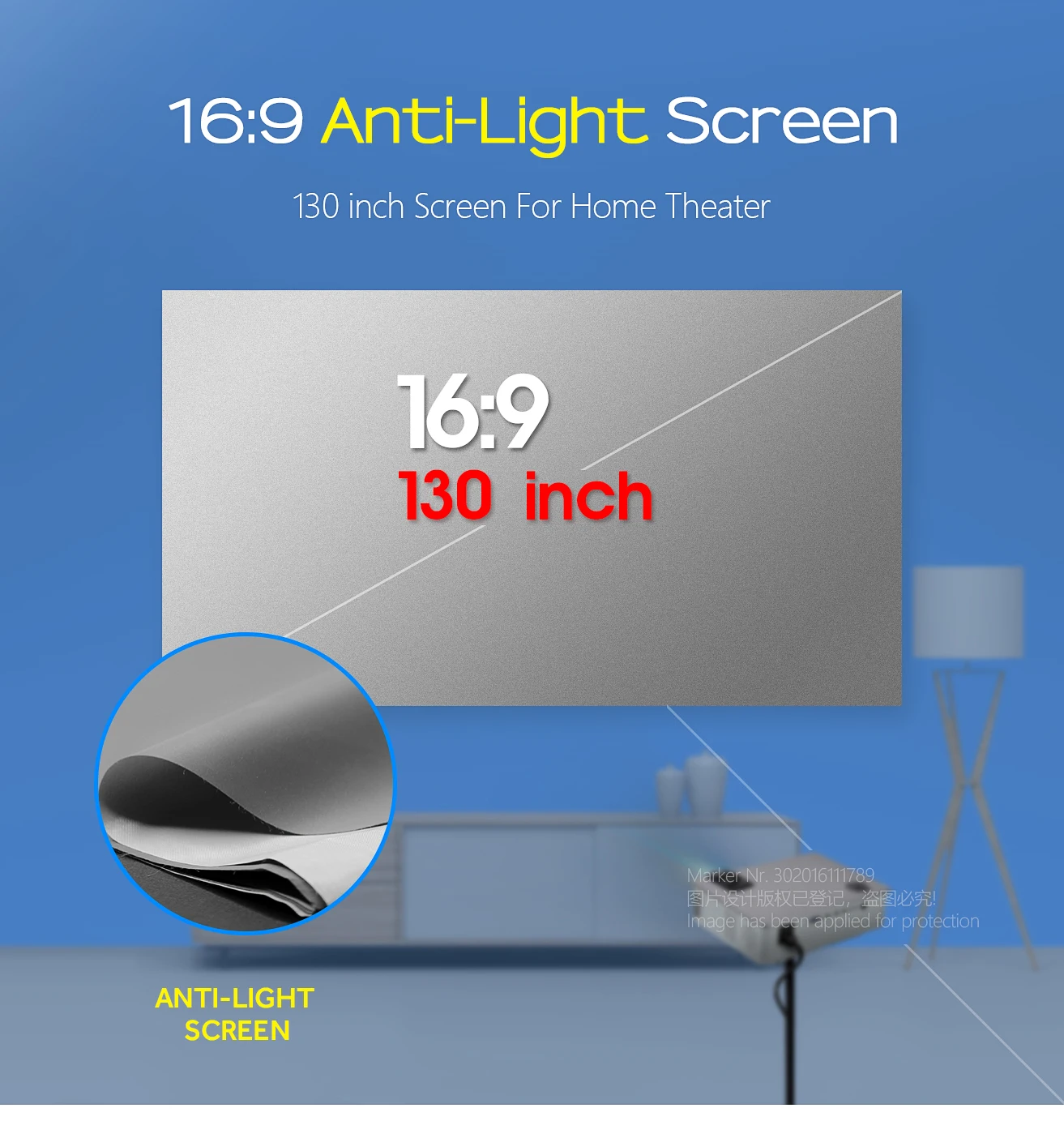 

Светоотражающий экран AUN для домашнего кинотеатра, светоотражающая ткань 16:9, экран для проектора, 100/120/130 дюймов