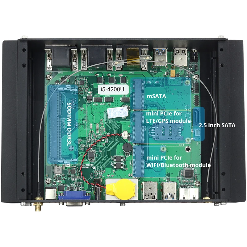 Intel Core i5-4200U i7-4500U промышленный мини-ПК 6 * RS232/422/485 8 USB 2 LAN WiFi 4G LTE HDMI VGA