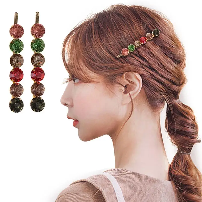 

1 Pair Korea Style Hair Pins Metal Rhinestone Colorful Bobby Pins Hair Accessories For Women Headwear Styling Hair Accessories
