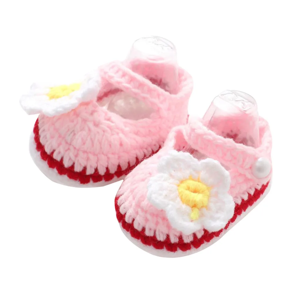 

Kid Baby Girl Crochet Handmade Shoes Newborn first Walking Shoes Baby soft bottom non-slip knit toddler shoe ZM
