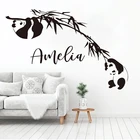 Персональное имя панда бамбуковая Наклейка на стену пользовательское имя азиатское животное медведь джунгли панда животное виниловая наклейка на стену A715