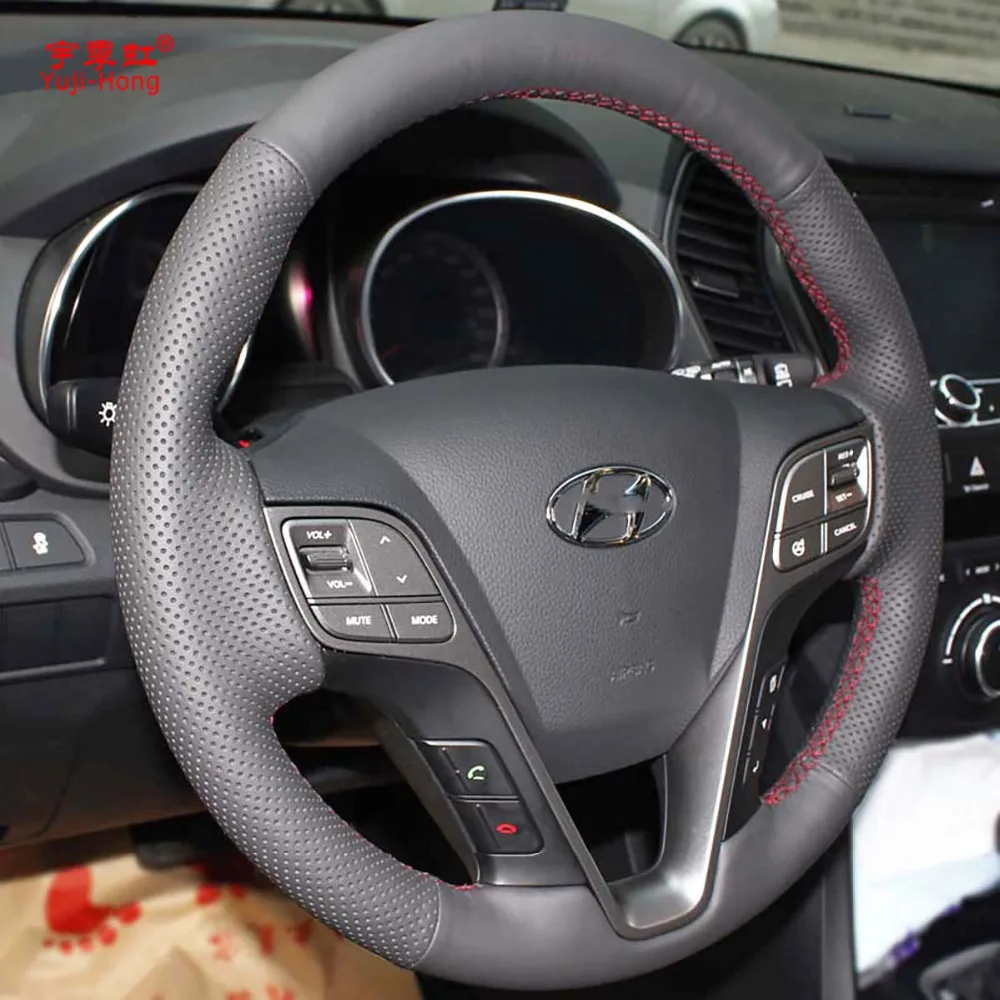 Чехол PONSNY из искусственной кожи Чехлы рулевого колеса автомобиля для Hyundai SantaFe 2013