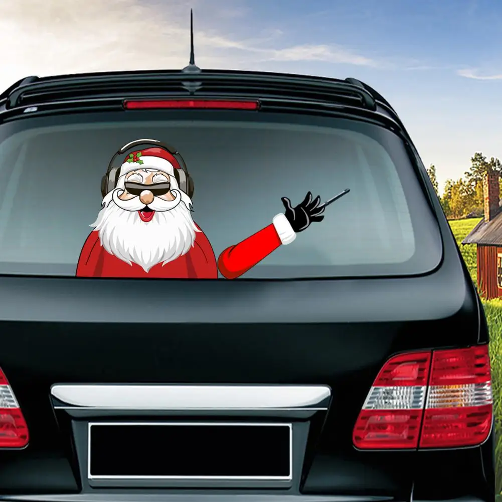 Рождественский развевающийся милый Санта Клаус стикер стеклоочистителя Съемный