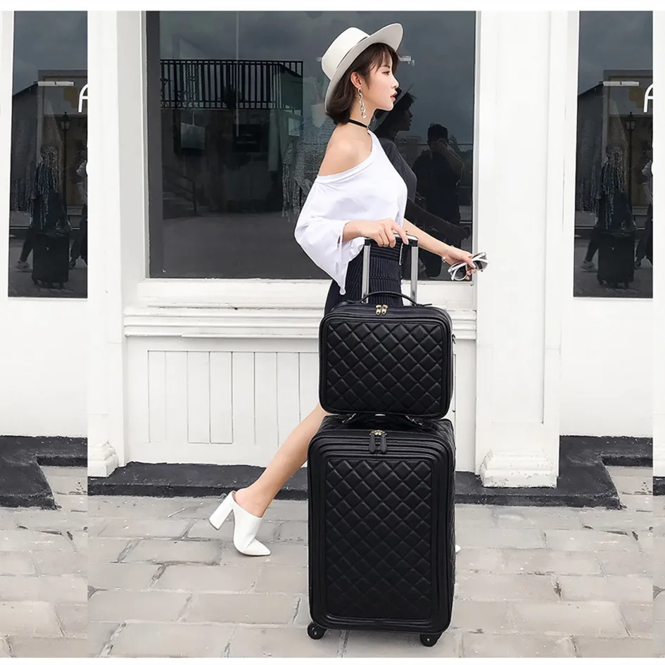 Чемодан чемодан на колесиках 16/20/24 дюйма высококачественный кожаный чехол для