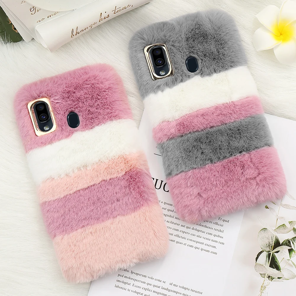 Мягкий меховой чехол LLZ.COQUE со стразами для телефона Samsung Galaxy A51 A71 A10 A20 A30 A40 A50 A70 A8 A7